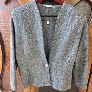 St. John Gray Herringbone Blazer